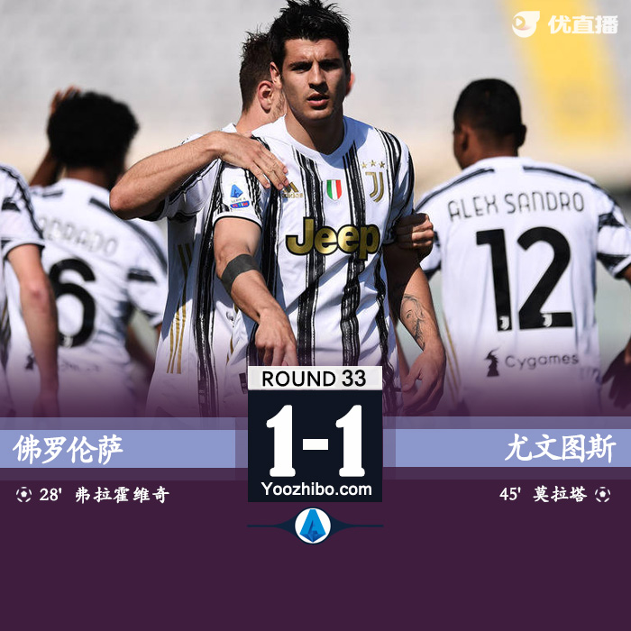 尤文1-1佛羅倫薩 莫拉塔替補登場31秒救主