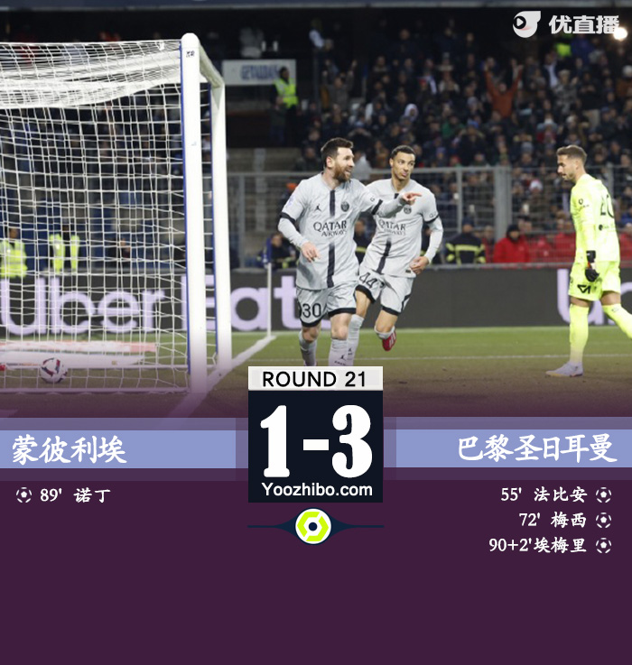 巴黎3-1擊敗蒙彼利埃