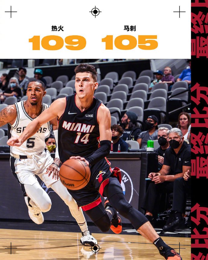熱火109-105力克馬刺 希羅26分 斯特魯斯28分