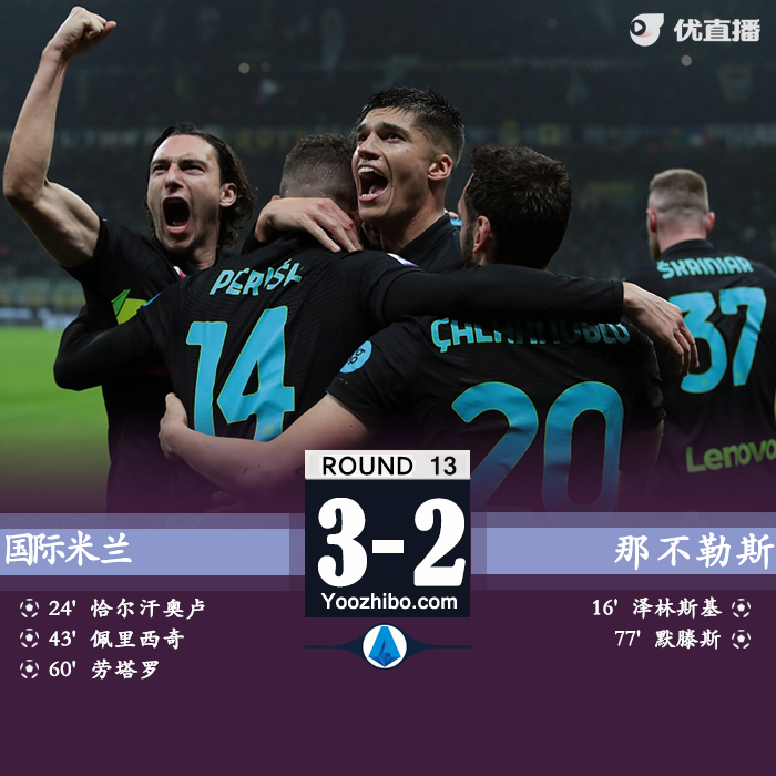 國際米蘭主場3-2擊敗那不勒斯