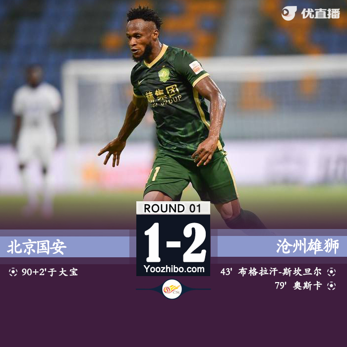 國安1-2不敵滄州雄獅