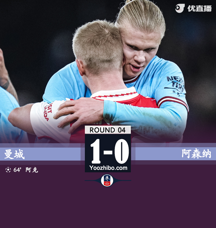 曼城1-0阿森納晉級下一輪