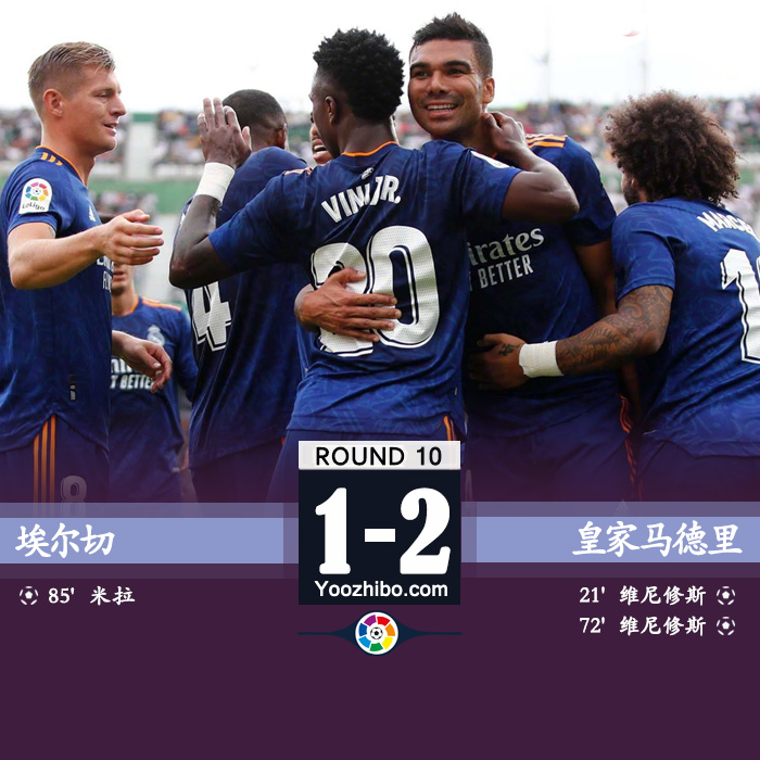 皇馬2-1埃爾切 維尼修斯梅開二度卡塞米羅致命失誤