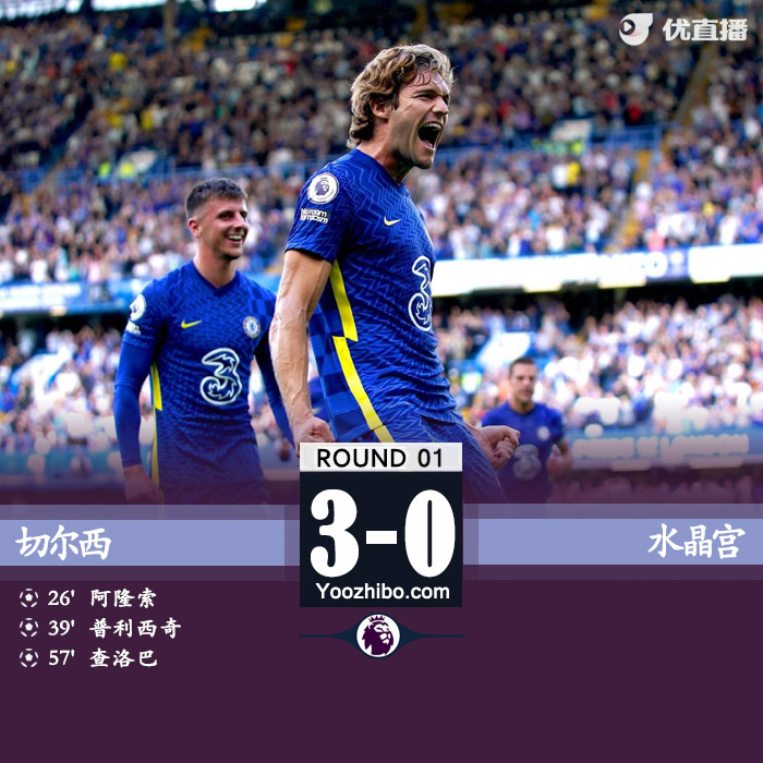 切爾西3-0水晶宮 查洛巴英超首秀破門阿隆索建功