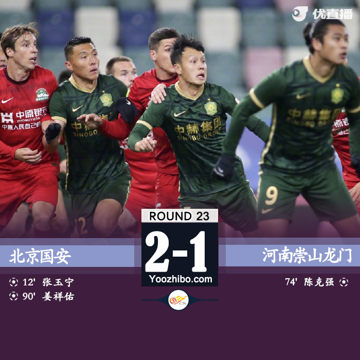 北京國安2-1河南 張稀哲直塞助張玉寧破門姜祥佑點射絕殺