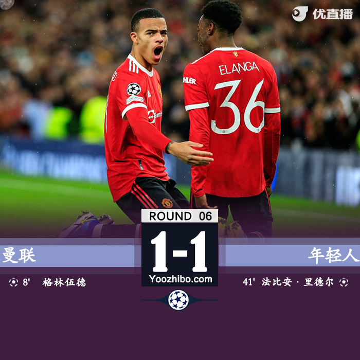 曼聯1-1戰平年輕人