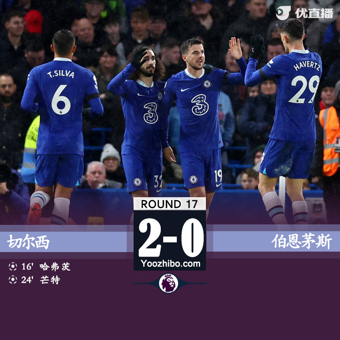 切爾西2-0伯恩茅斯