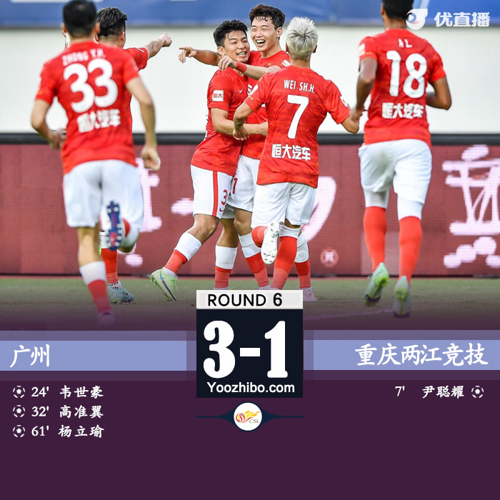 廣州隊3-1重慶 韋世豪建功楊立瑜弧線球破門