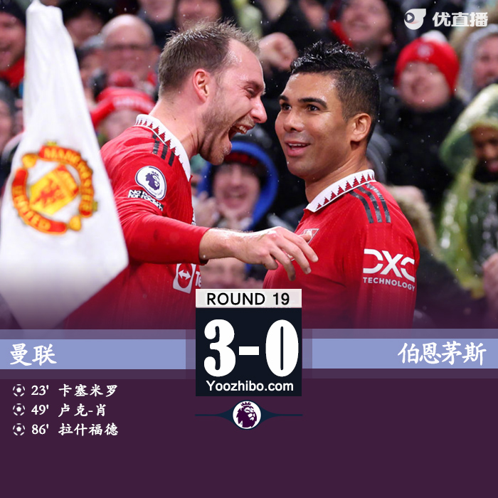 曼聯主場3-0完勝伯恩茅斯