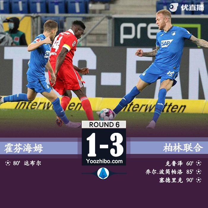 柏林聯客場3-1霍芬海姆
