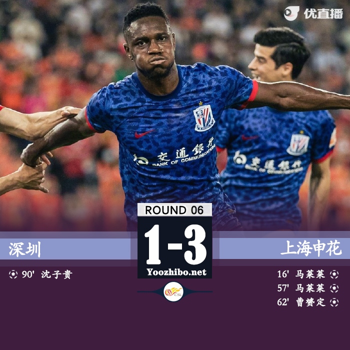 申花3-1深圳 馬萊萊雙響+蝎子擺尾曹赟定破門