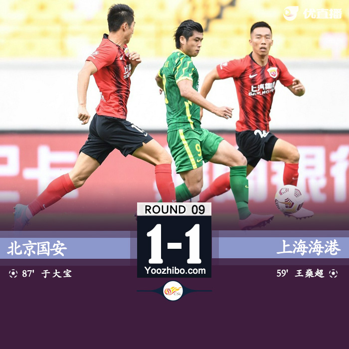 北京國安1-1上海海港 王燊超破門于大寶絕平