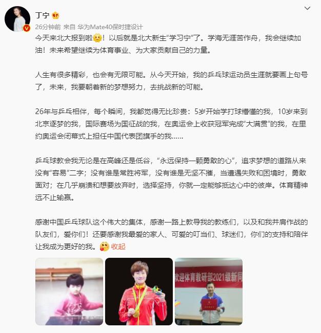 丁寧宣布退役