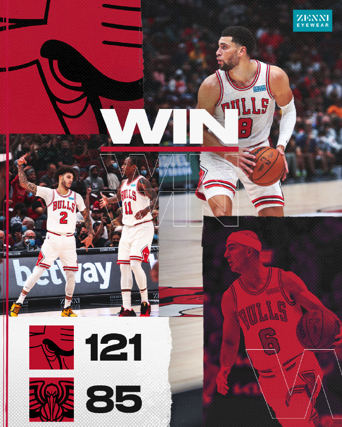 公牛121-85大勝鵜鶘  拉文21分 鮑爾19分 武切維奇16+10