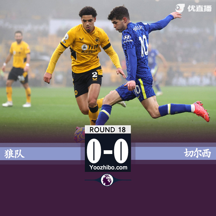 切爾西0-0狼隊 普利西奇單刀被撲波登斯越位破門無效