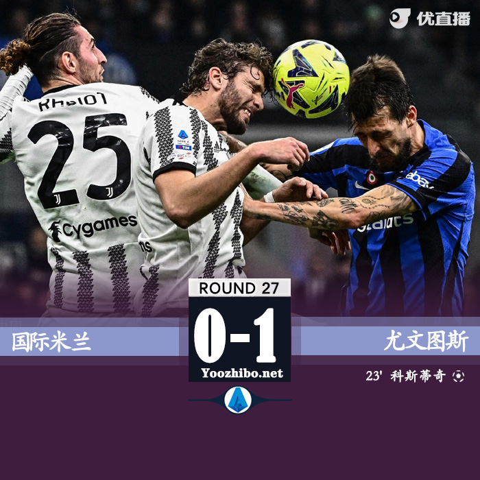 尤文1-0國米 科斯蒂奇破門拉比奧特助攻