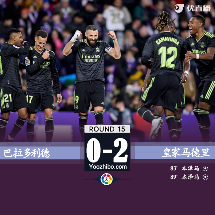 皇馬2-0巴拉多利德