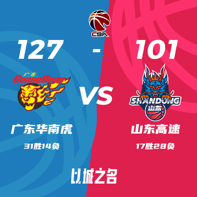 廣東127-101輕取山東 周琦21+8 胡明軒20+6 高詩巖15+6