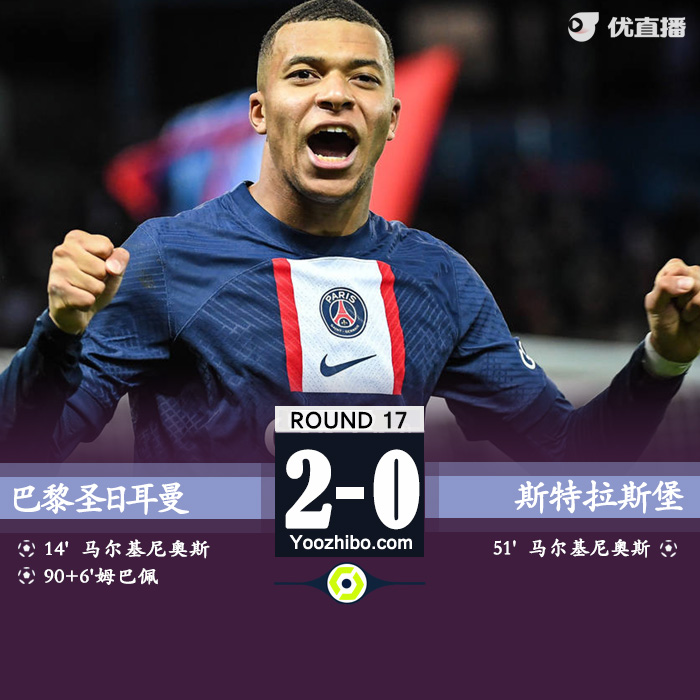 巴黎圣日耳曼主場2-1戰勝斯特拉斯堡