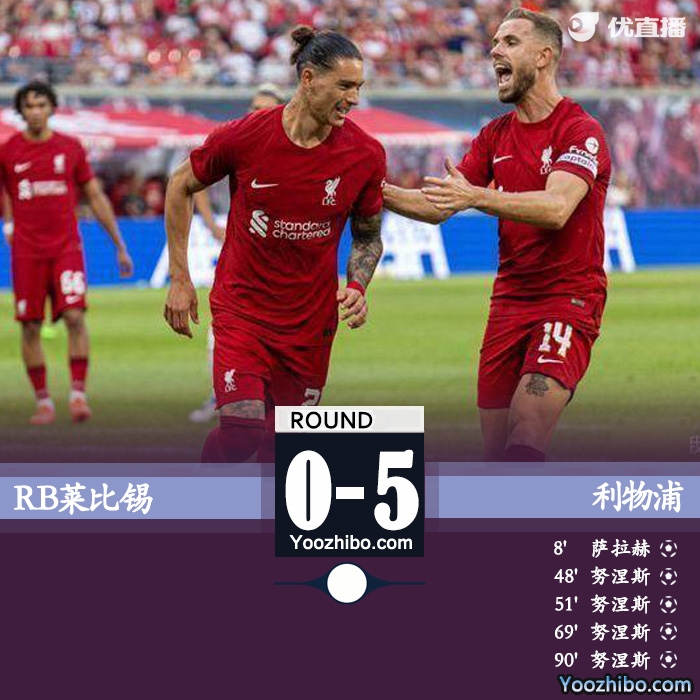 利物浦5-0萊比錫紅牛
