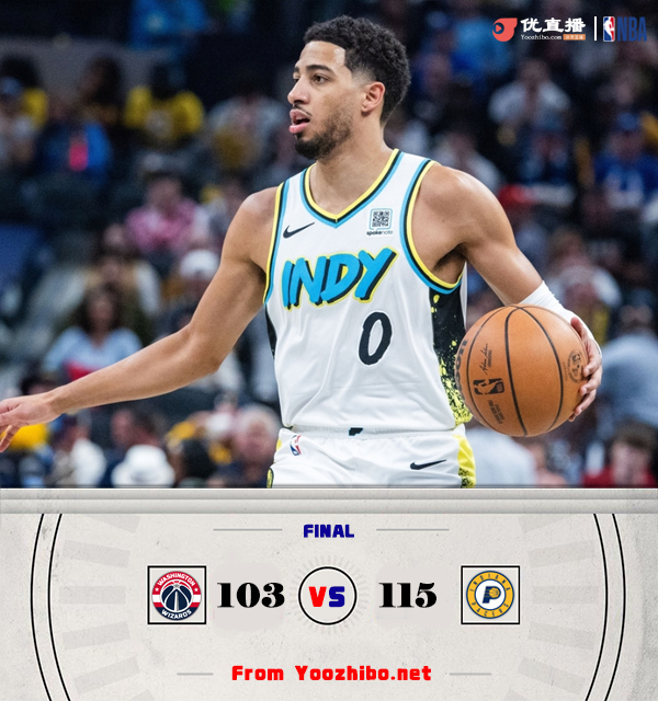 步行者115-103戰勝奇才 西亞卡姆22+6+6 哈利伯頓21+9 普爾缺陣