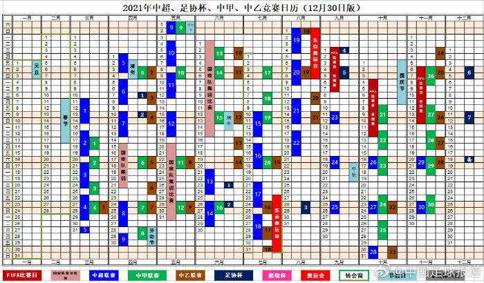 2021中國足球賽歷