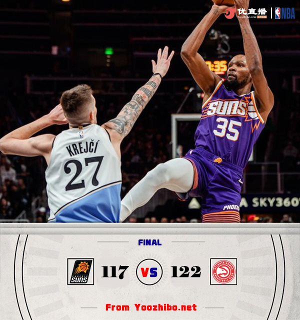 老鷹122-117復仇太陽 特雷-楊43+5 奧孔武22+21 KD布克合砍66分