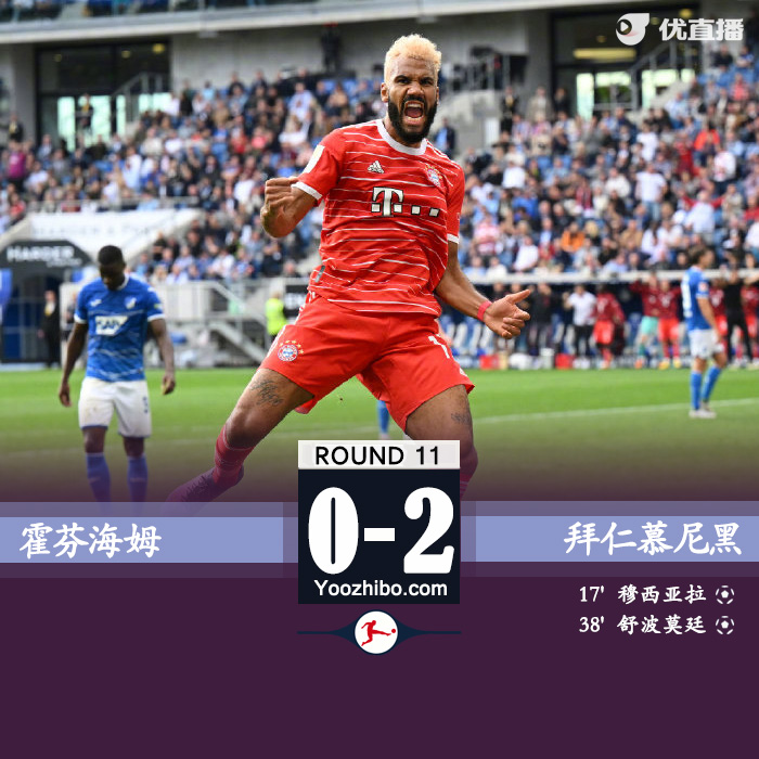 拜仁2-0霍芬海姆 舒波-莫廷連場破門穆西亞拉建功