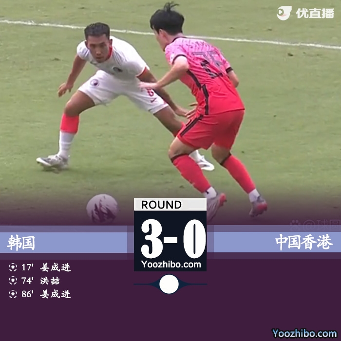 韓國3-0擊敗中國香港