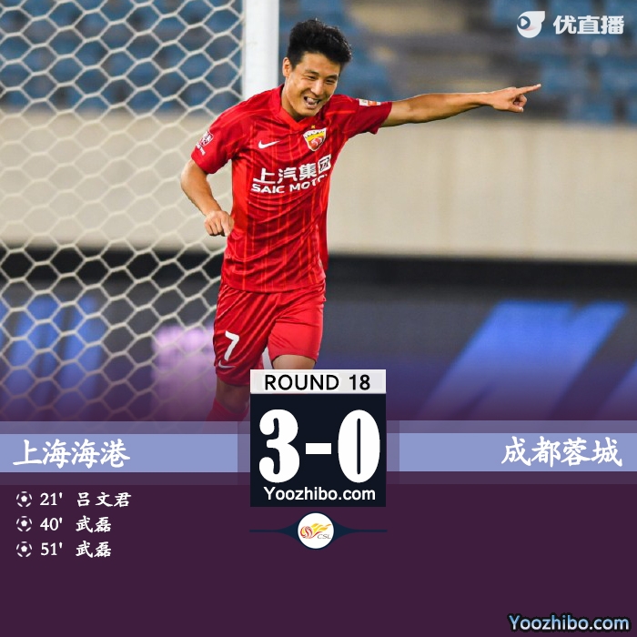 上海海港3-0擊敗成都蓉城