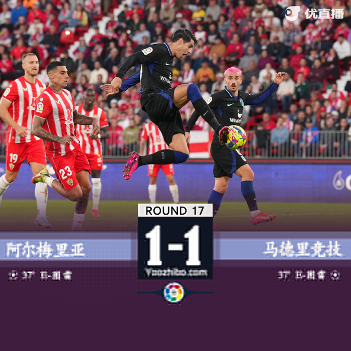 十人馬競客場1-1阿爾梅里亞