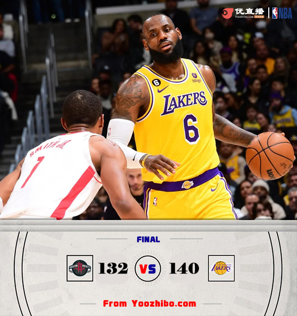 湖人140-132戰勝火箭 詹姆斯48+8+9 威少24+5 申京33+15+6
