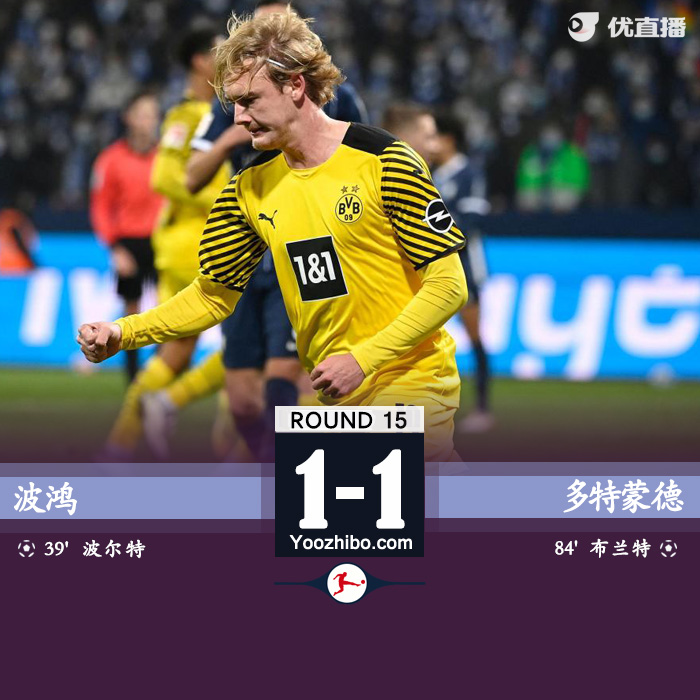 多特蒙德1-1波鴻 哈蘭德助攻布蘭特救主
