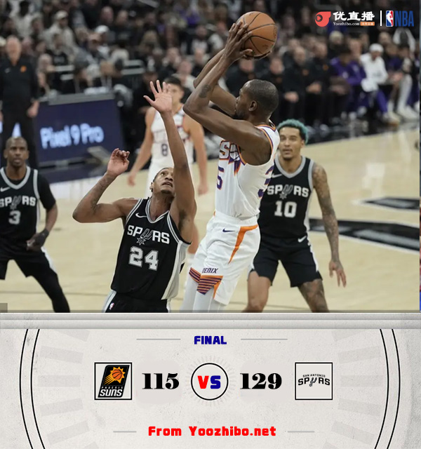 馬刺129-115戰勝太陽 福克斯26+8+7 杜蘭特22分 布克14中4