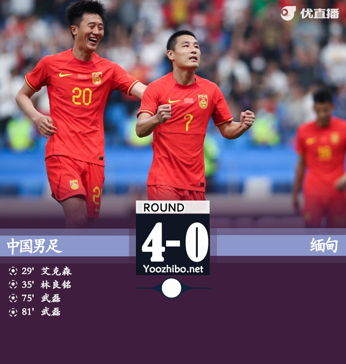 國足4-0擊敗緬甸收獲勝利