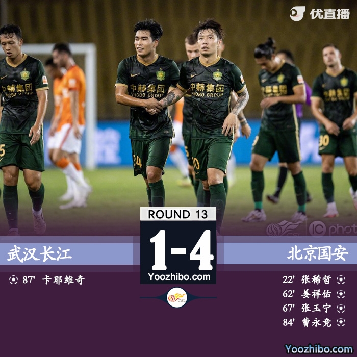 國安4-1大勝武漢長江