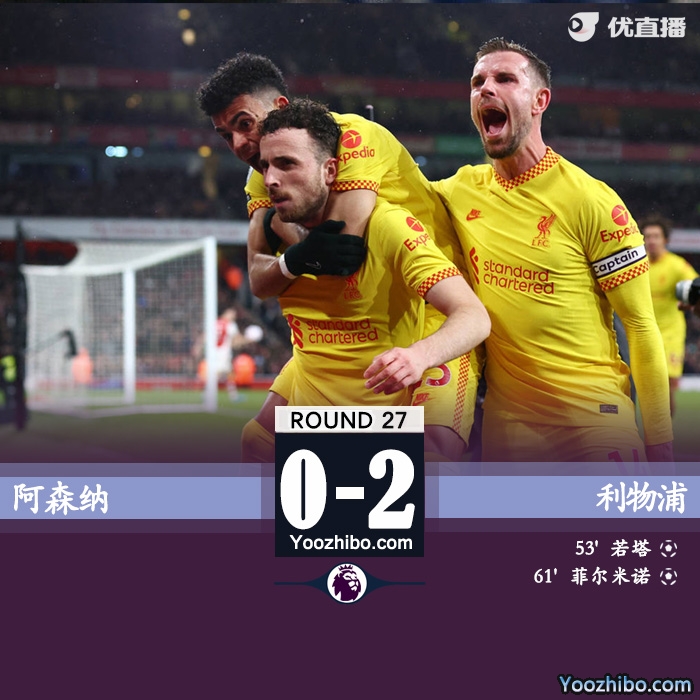 阿森納0-2不敵利物浦