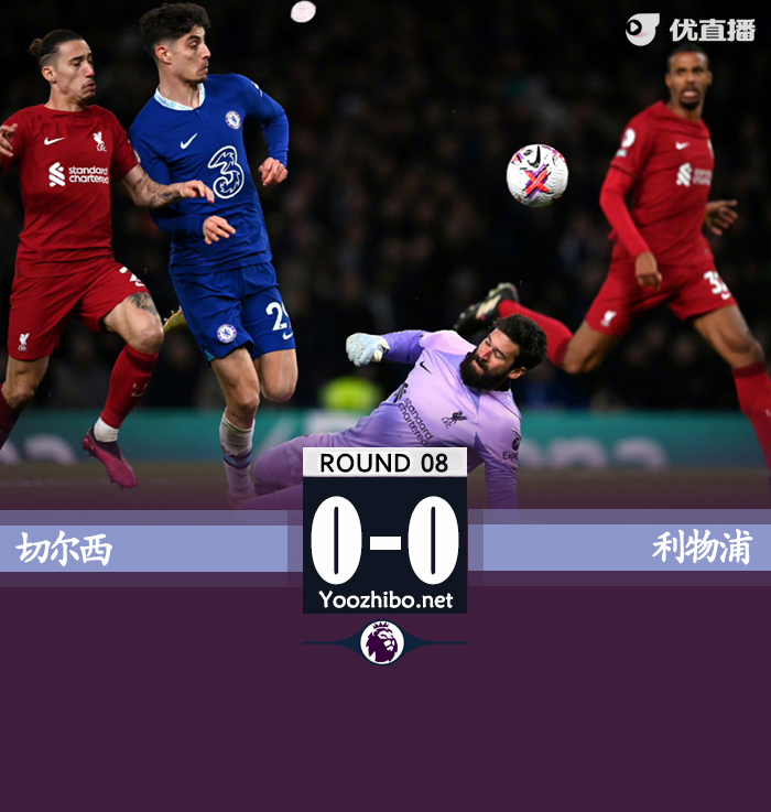切爾西0-0利物浦三輪不勝