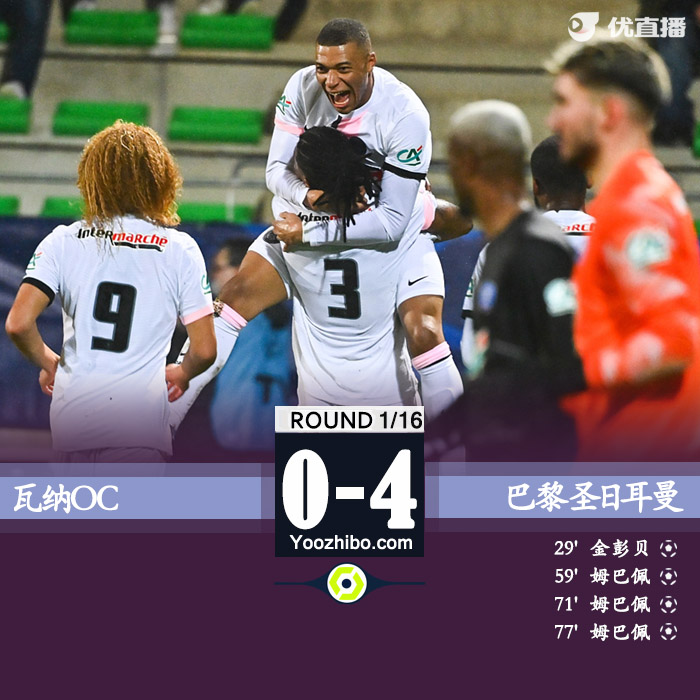 巴黎4-0瓦納 姆巴佩18分鐘戴帽金彭貝破門挺進16強