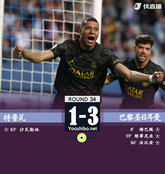 巴黎客場3-1特魯瓦
