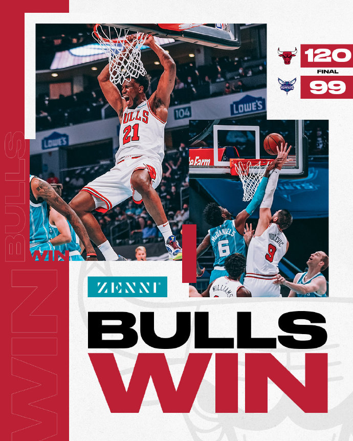 公牛120-99大勝黃蜂 武切維奇29+14 拉文復出13分