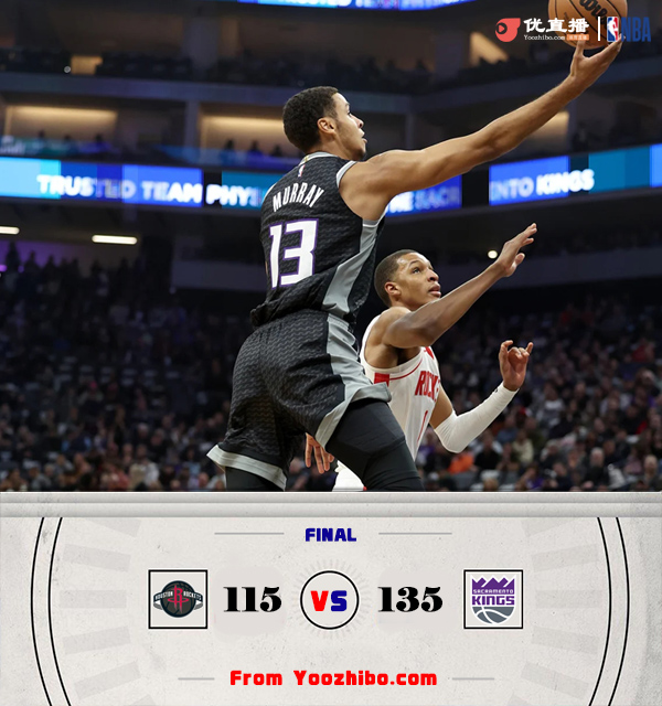 國王135-115大勝火箭 小薩25+14+9 ?？怂?4+9 申京三雙