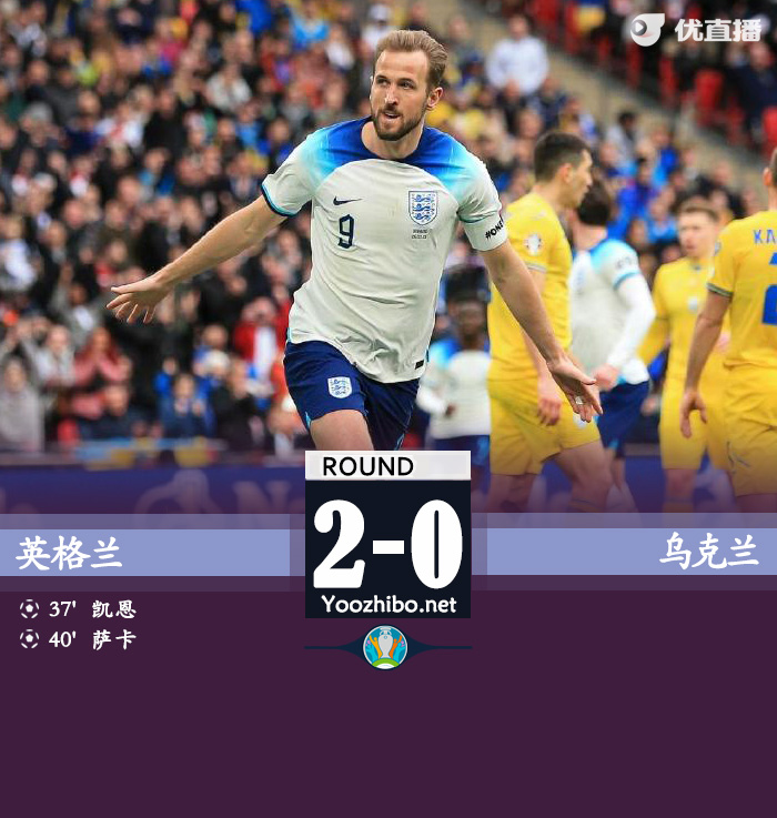 英格蘭2-0烏克蘭。