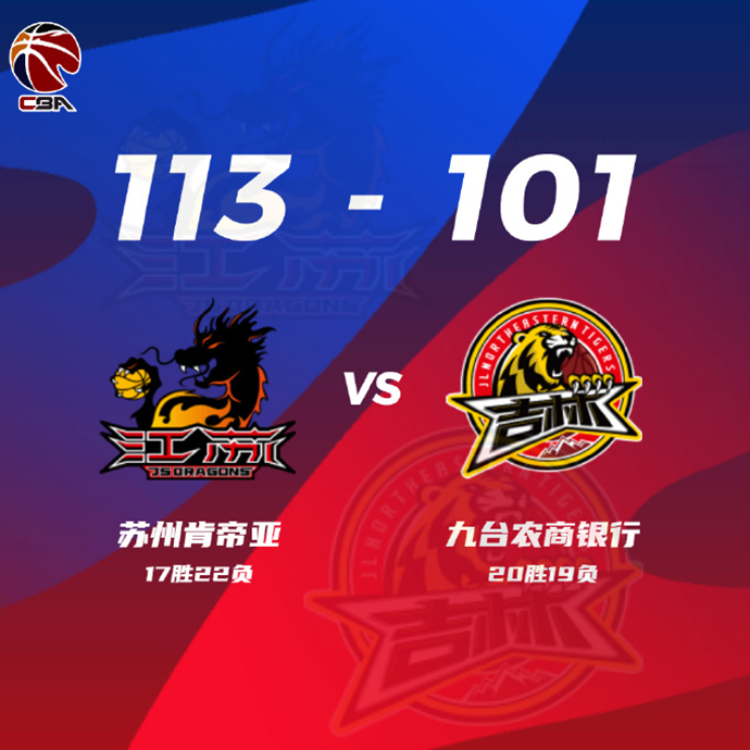 江蘇113-101戰勝吉林 布萊克尼41+7 瓊斯35+17+8 崔晉銘23+7