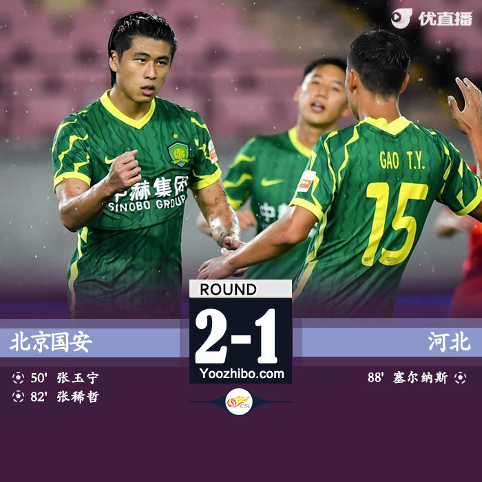 北京國安2-1河北  張玉寧、張稀哲點射塞爾納斯穿云箭
