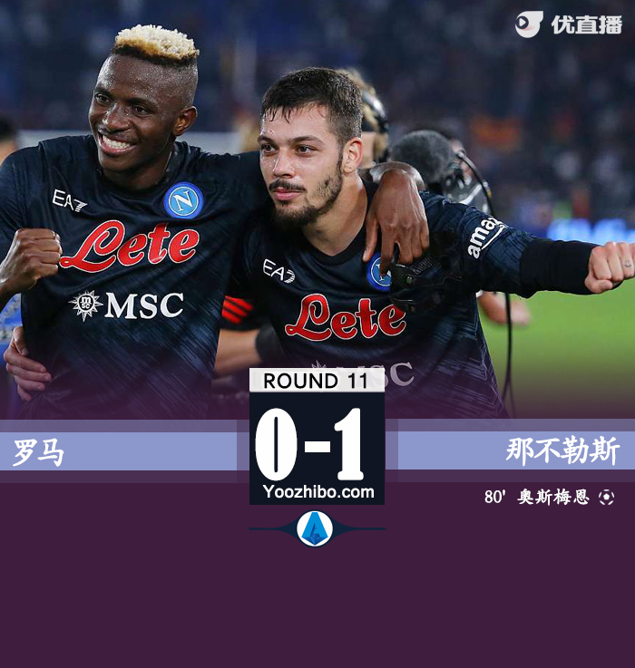 那不勒斯客場1-0擊敗羅馬