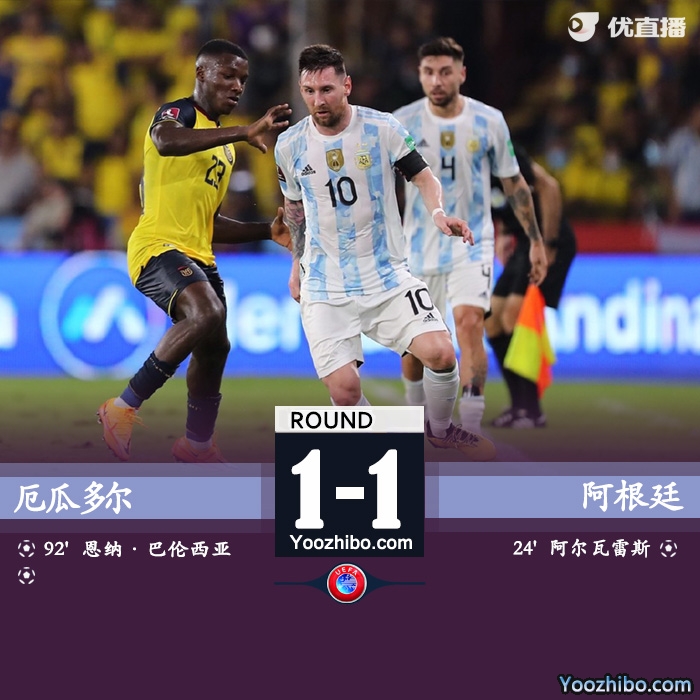 阿根廷半場1-0領先厄瓜多爾