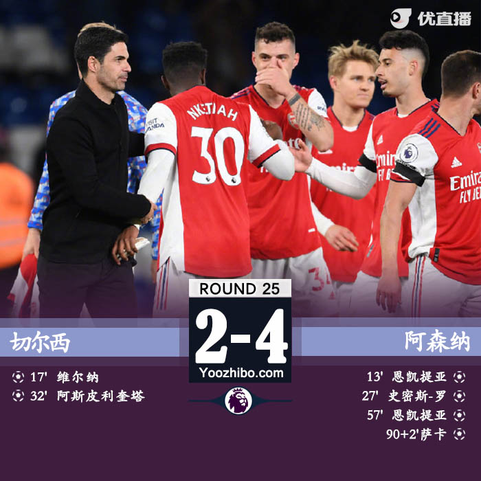 切爾西2-4不敵阿森納