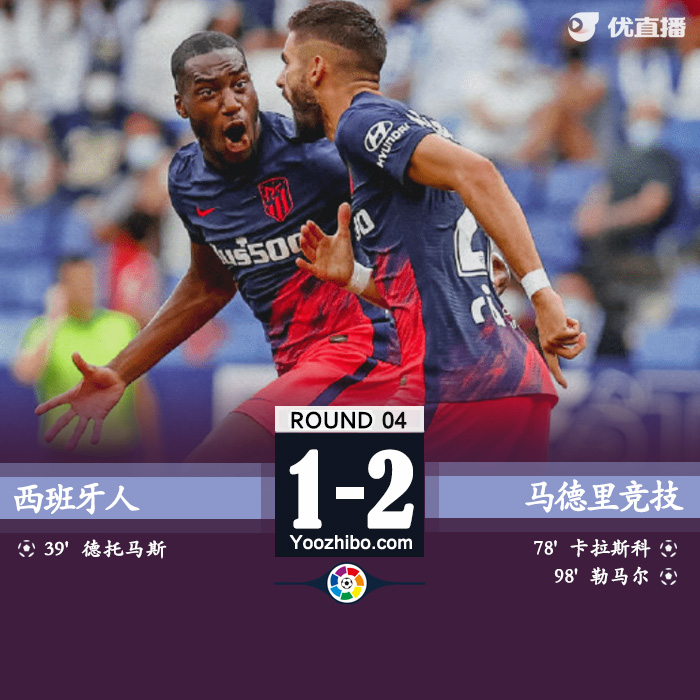 馬競2-1西班牙人 卡拉斯科傳射勒馬爾第99分鐘絕殺
