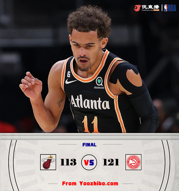 老鷹121-113戰勝熱火 D-穆雷28+7 特雷-楊24+8 巴特勒34分